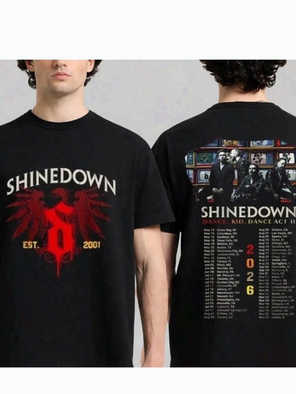 Shinedown Dance Kid Dance ACT II Tour 2026 Graphic Tee